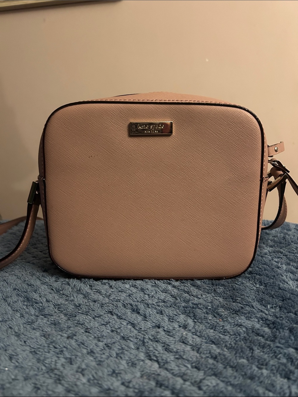 kate spade Pale Pink Saffiano Leather Crossbody Camera Bag